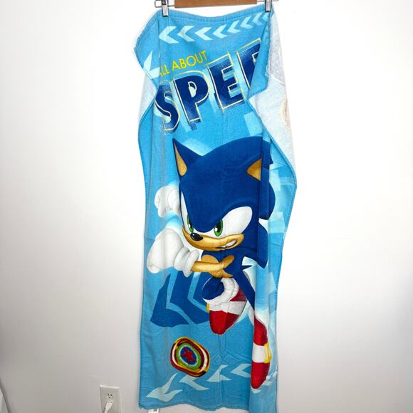 Sonic The Hedgehog Kids Bath Beach Towel In Blue - Picture 3 of 8